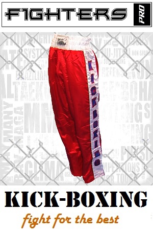 FIGHT-FIT - Pantalones de Kickboxing / Satín / Rojo / XS