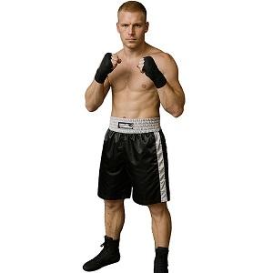 FIGHT-FIT - Pantaloncini da Boxe Lunghi / Nero-Bianco / Large