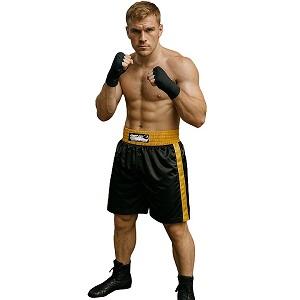 FIGHT-FIT - Pantaloncini da Boxe / Nero-Giallo / XL