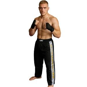FIGHT-FIT - Pantaloni da Kickboxing / Raso / Nero / XS