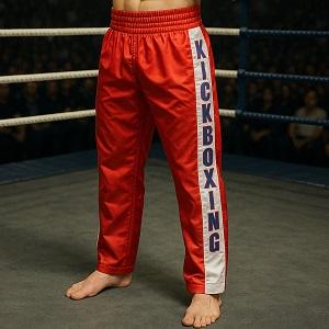 FIGHT-FIT - Pantaloni da Kickboxing / Raso / Rosso / XXS
