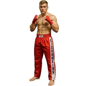 FIGHT-FIT - Pantaloni da Kickboxing / Raso / Rosso / XXS