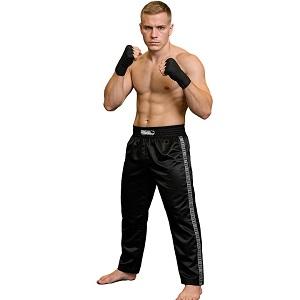 FIGHT-FIT - Pantaloni da Kickboxing / Raso / Nero / Medium