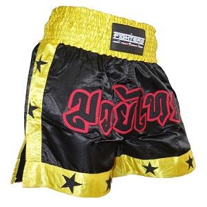 FIGHTERS - Muay Thai Shorts / Schwarz-Gelb / Large