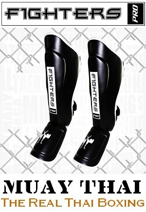 FIGHTERS - Muay Thai Schienbeinschutz / Striker / Schwarz / Large