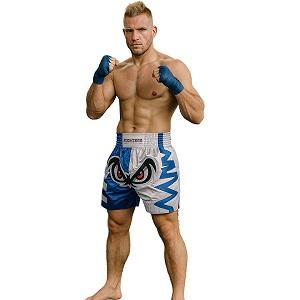 FIGHTERS - Pantaloncini Muay Thai / No Fear / Bianco-Blu / XL