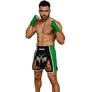FIGHTERS - Pantaloncini Muay Thai / Elite Fighters / Nero-Verde / Large