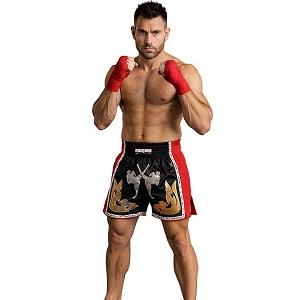 FIGHTERS - Pantaloncini Muay Thai / Elite Fighters / Nero-Rosso / Large