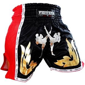 FIGHTERS - Pantaloncini Muay Thai / Elite Fighters / Nero-Rosso / Large