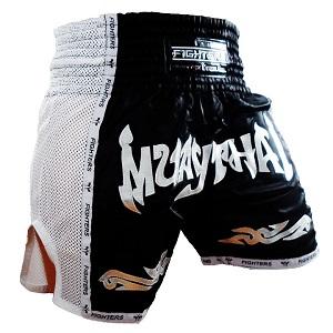 FIGHTERS - Pantaloncini Muay Thai / Elite Muay Thai / Nero-Bianco / XL