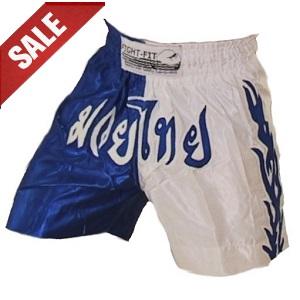 FIGHT-FIT - Muay Thai Shorts / Weiss-Blau / Small