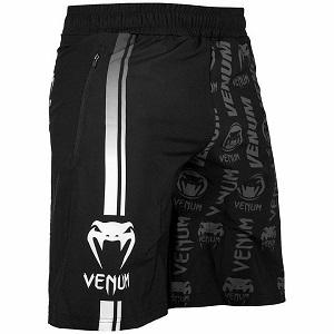 Venum - Short de Fitness / Logos / Negro-Blanco / Small